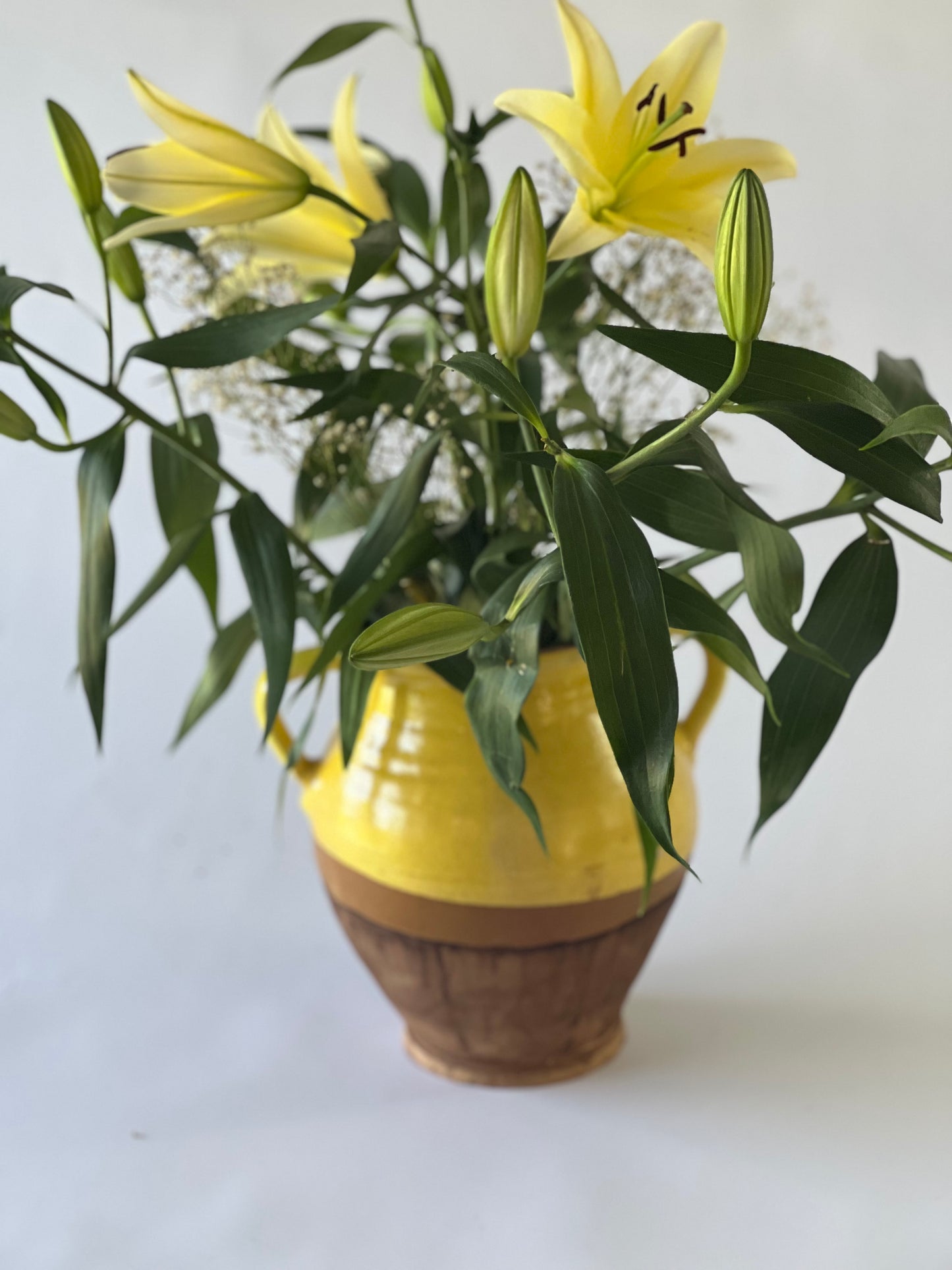 Handmade Hungarian Pottery Jug – Yellow & Natural Finish 26x21cm