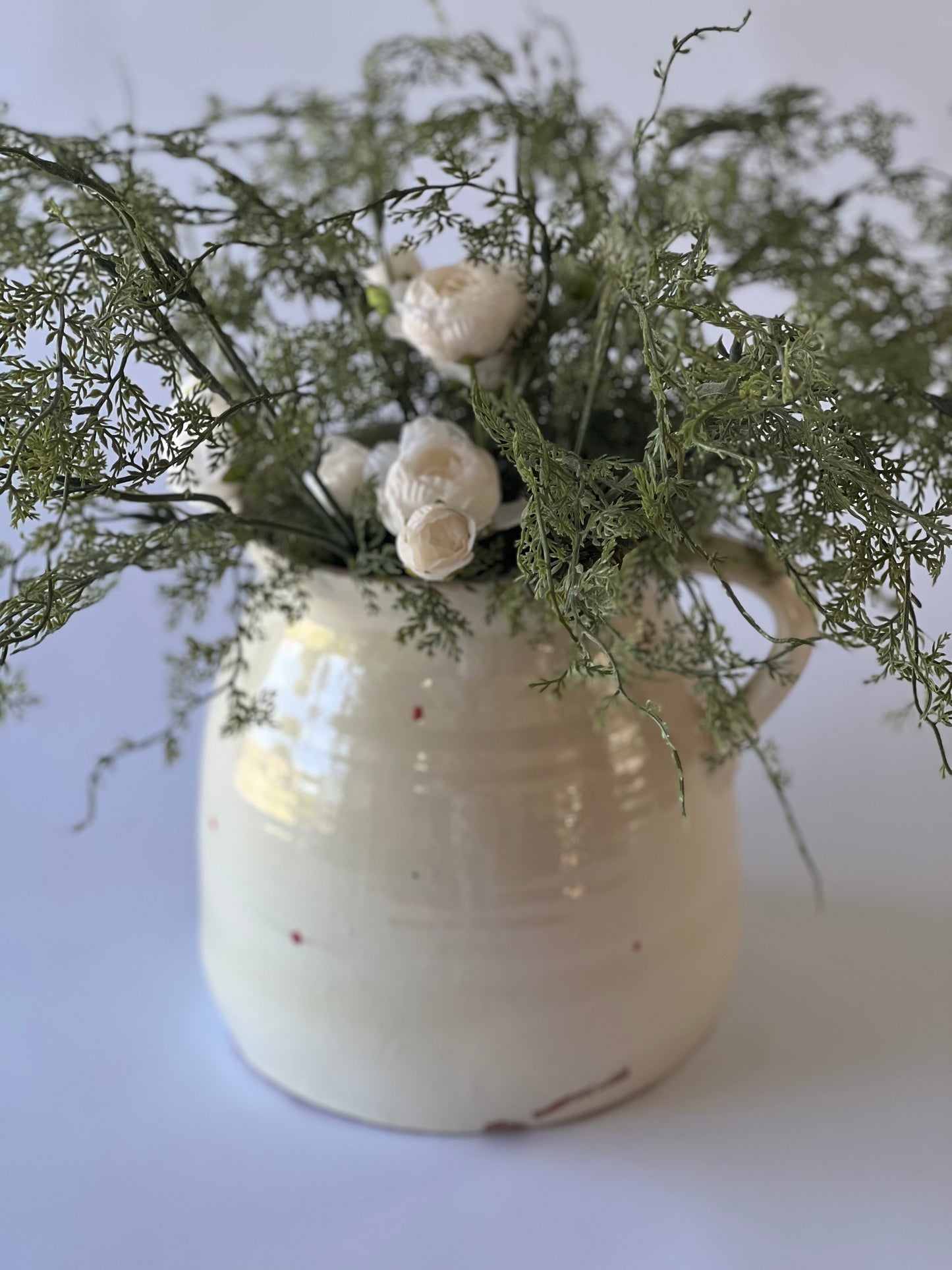 Handmade Hungarian Pottery Jug – Cream with Red Dots (23x22cm)