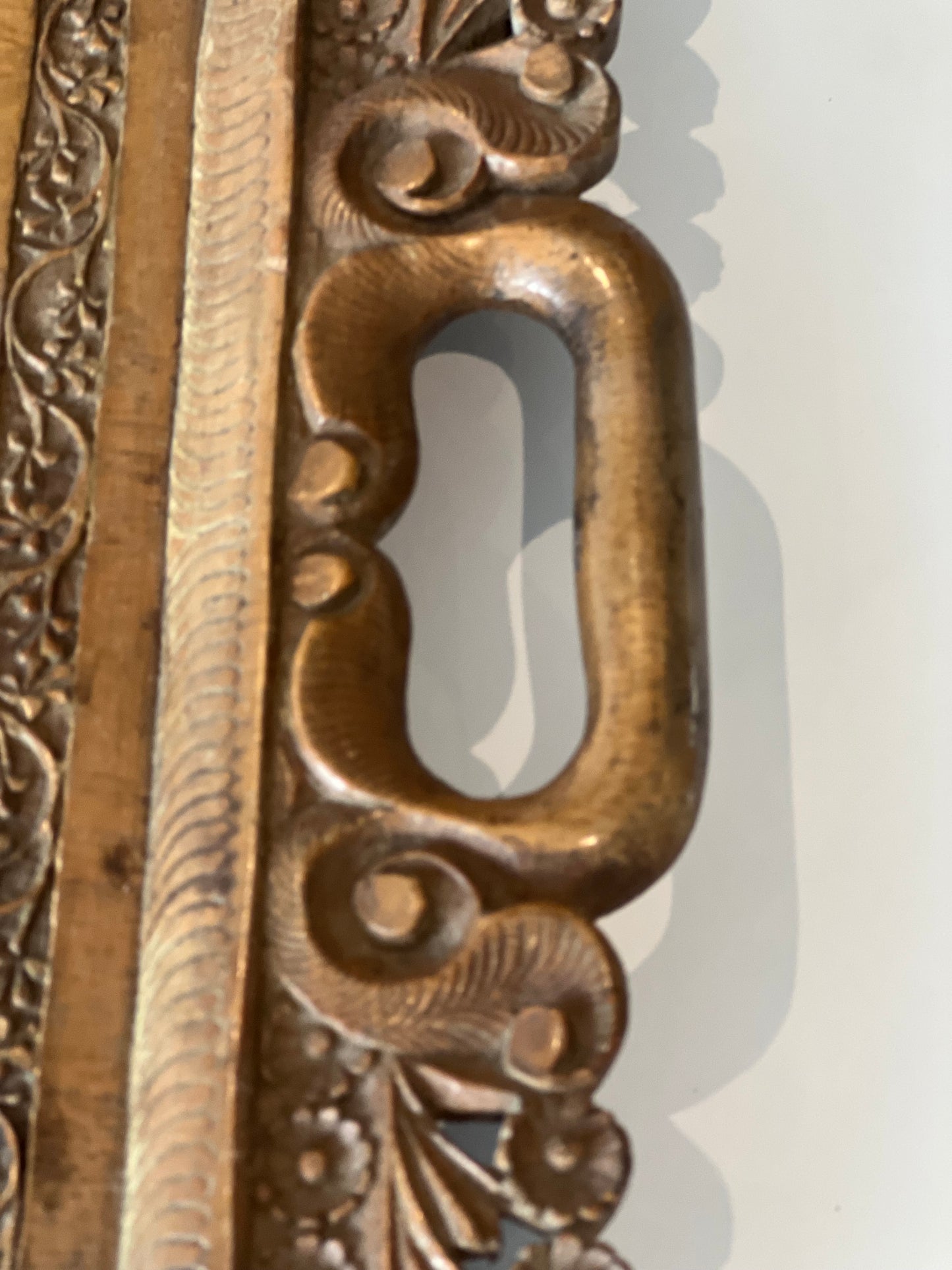 Hand-Carved Wooden Indian Tray with Intricate Detail (c.1900, L60 × W34 cm)