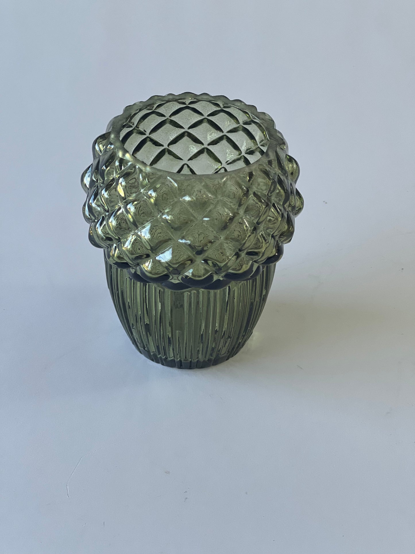 Glass Acorn T-Light Holder – 9cm, Brown or Green