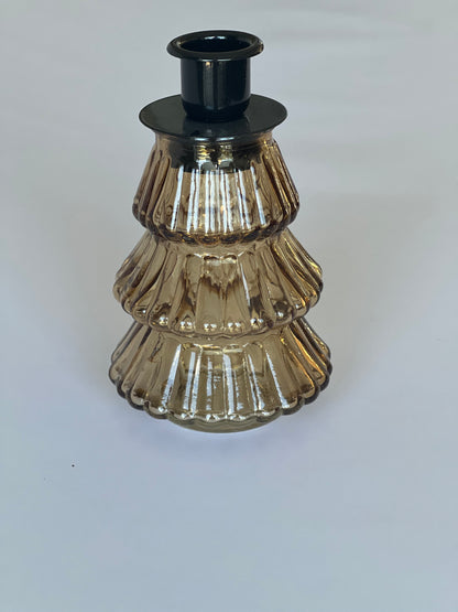 Glass Christmas Tree Candle Holder – 12cm