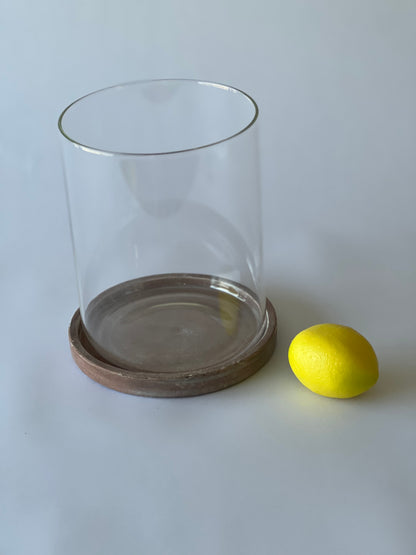 Brown Stoneware Hurricane Lantern – Rustic Home Decor