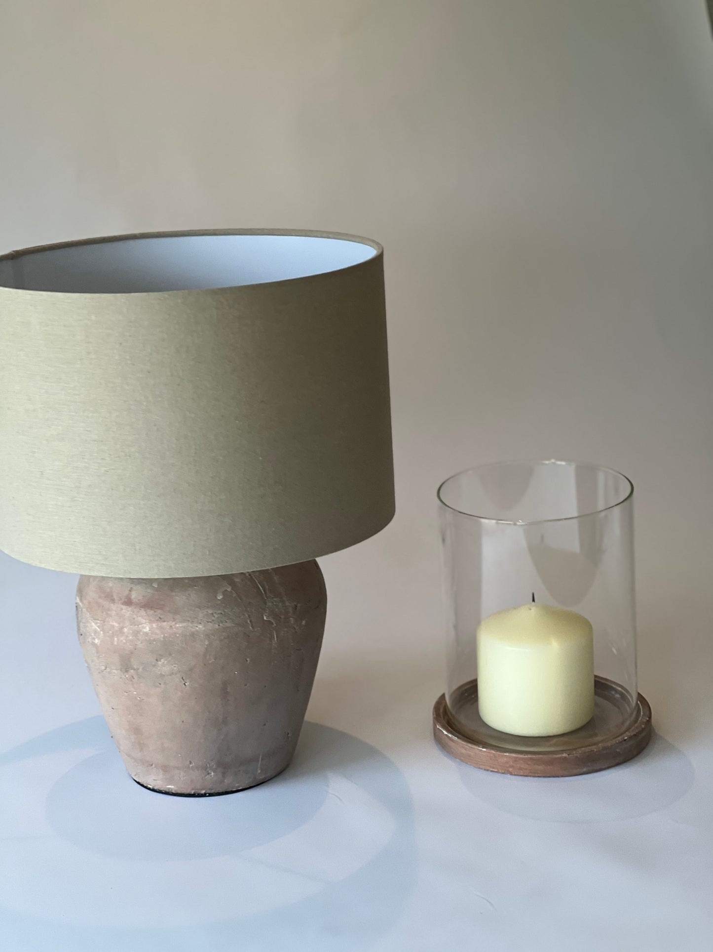 Rustic Brown Table Lamp with Linen Shade