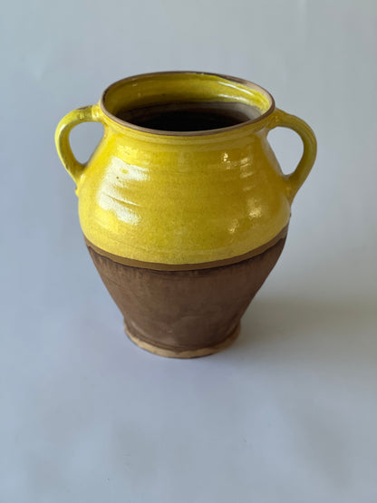 Handmade Hungarian Pottery Jug – Yellow & Natural Finish 26x21cm