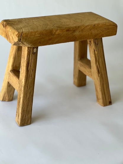 Small Handmade Teak Wood Stool (H29 x L35 x W16cm)