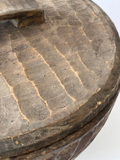Old Wooden Nepalese Rauter Bowl with Lid