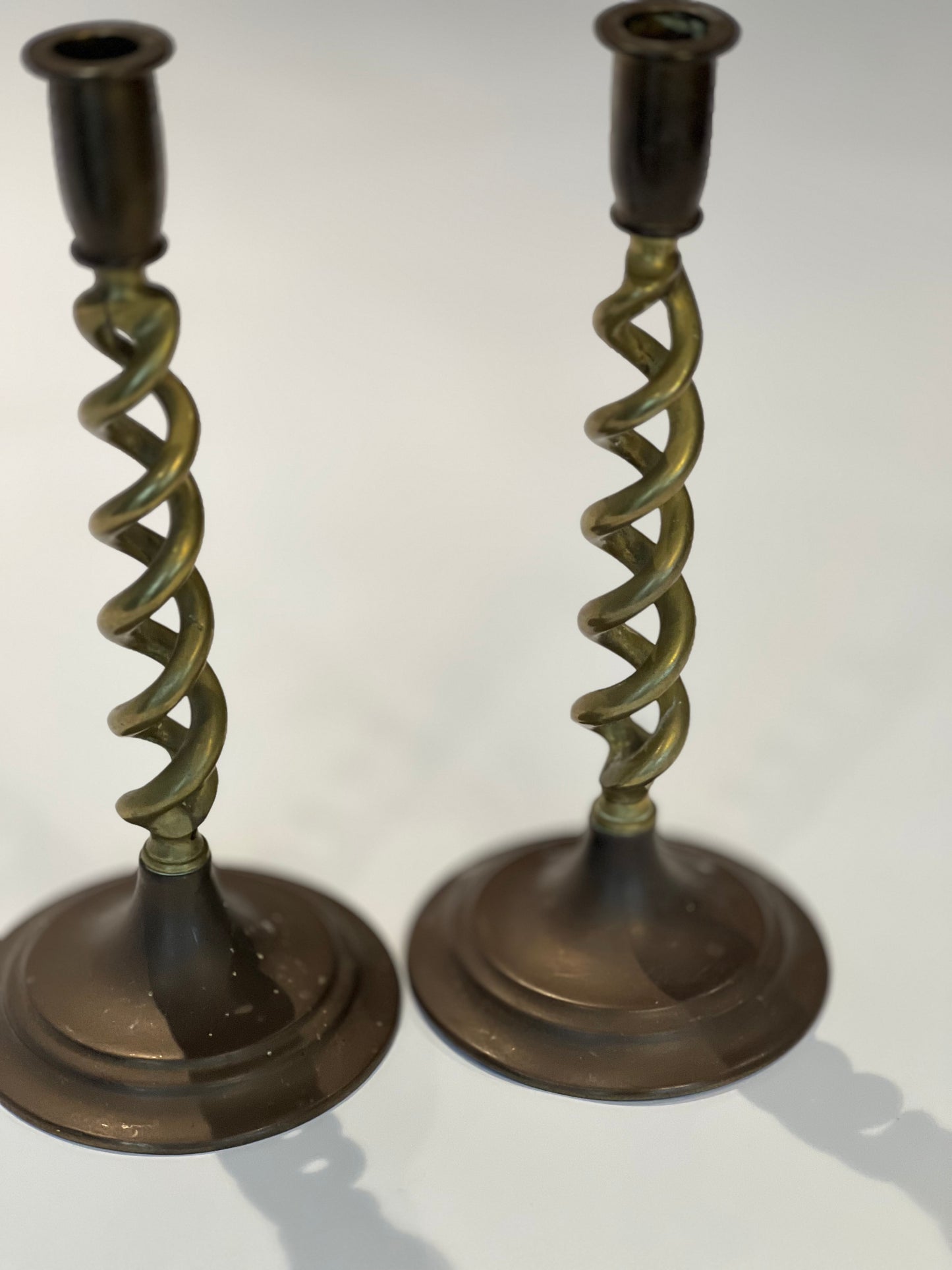 Pair of heavy vintage candleholders