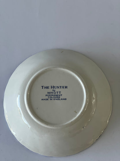 Set of 4 Vintage Blue & White Bowls by Myott – “The Hunter”