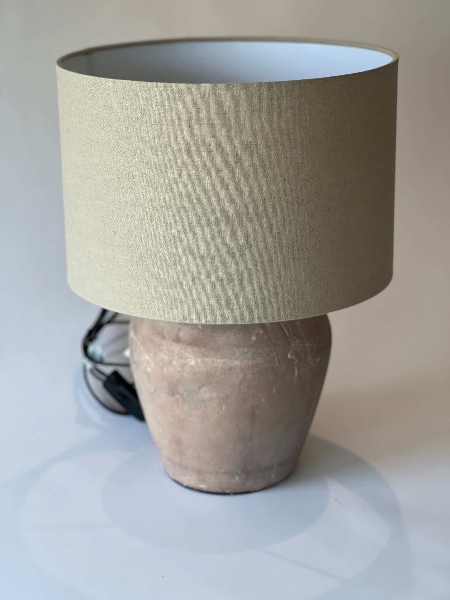 Rustic Brown Table Lamp with Linen Shade