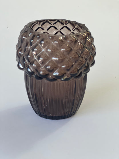 Glass Acorn T-Light Holder – 9cm, Brown or Green