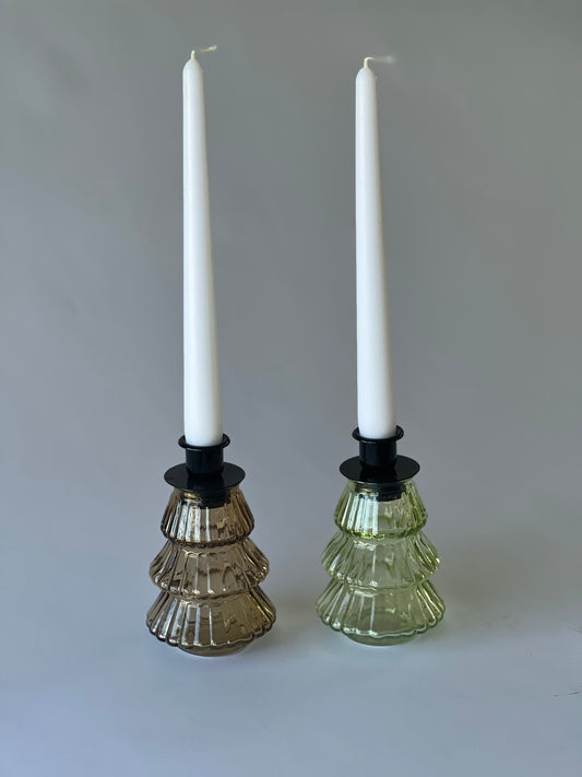 Glass Christmas Tree Candle Holder – 12cm