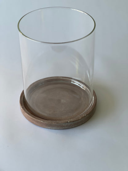 Brown Stoneware Hurricane Lantern – Rustic Home Decor