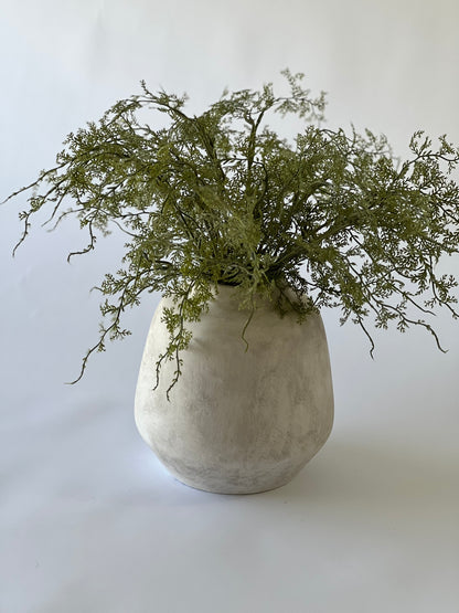 White Stoneware Vase – 20x20cm, Ideal for Faux Flowers