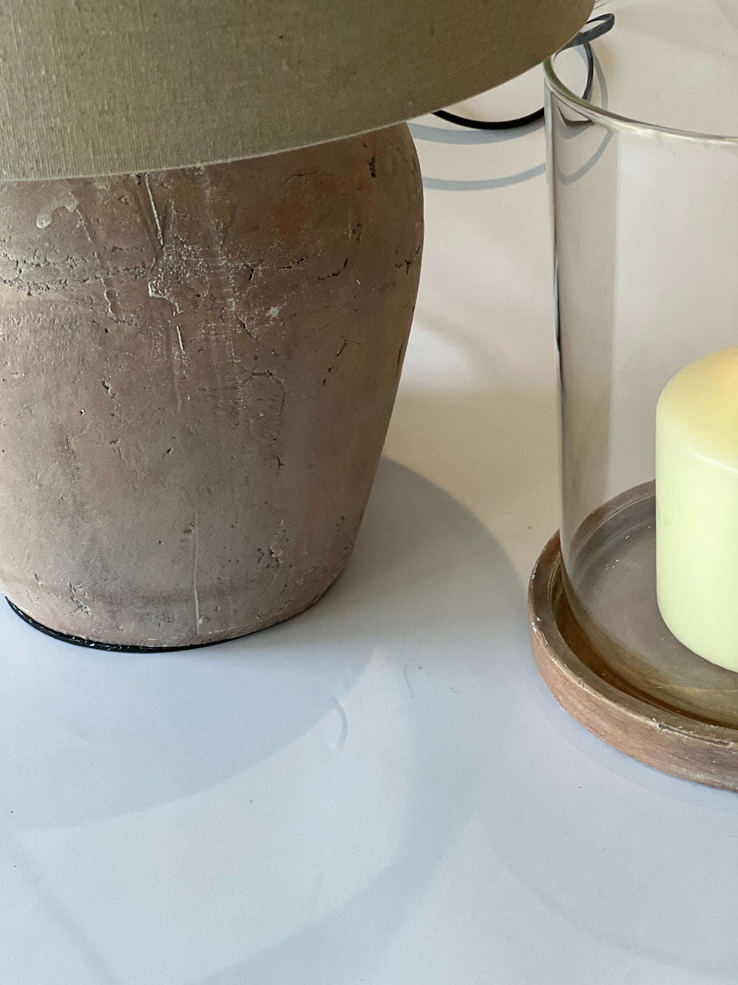 Rustic Brown Table Lamp with Linen Shade