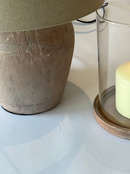 Rustic Brown Table Lamp with Linen Shade