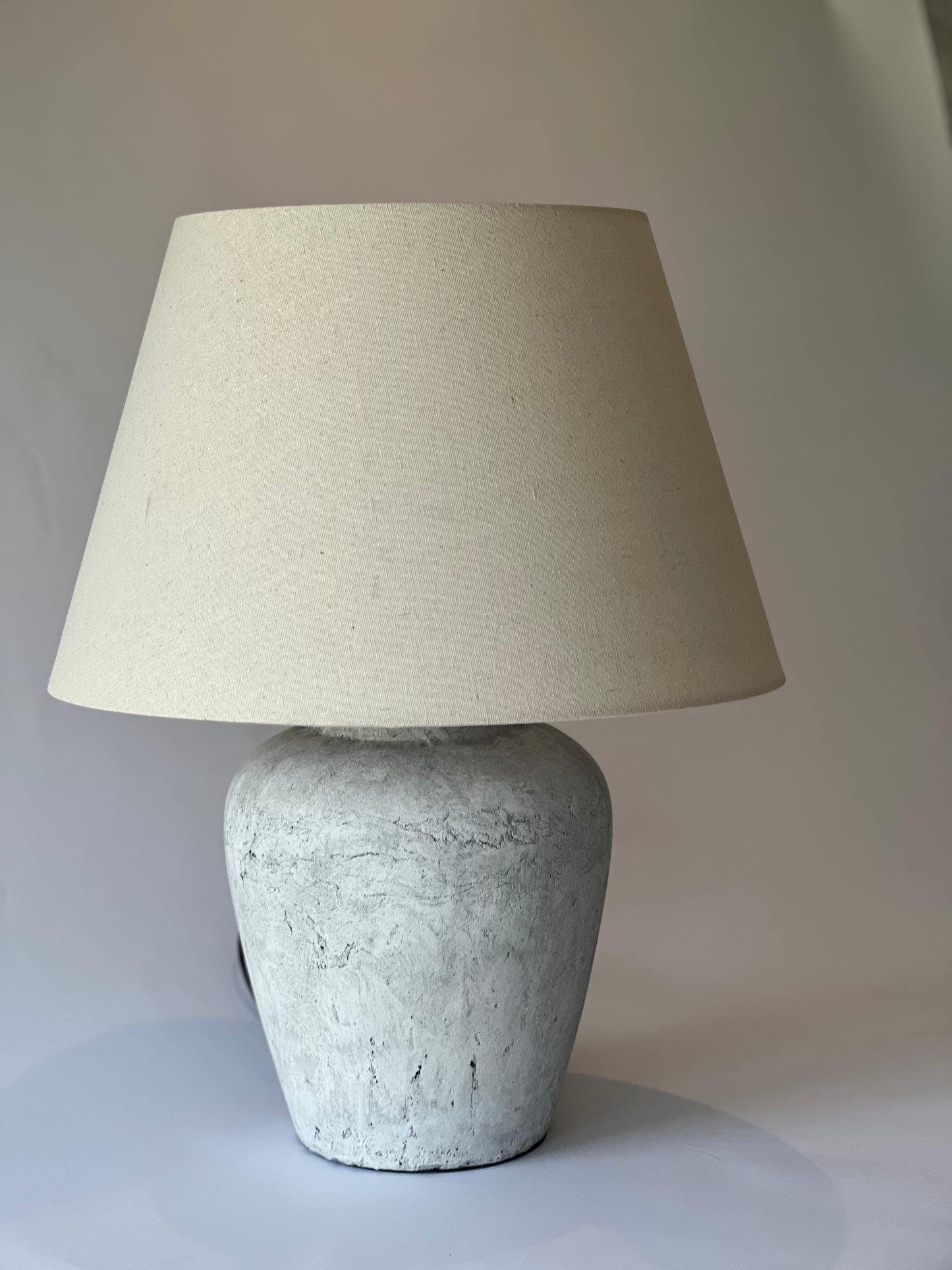 Antique-Style White Table Lamp with Linen Shade