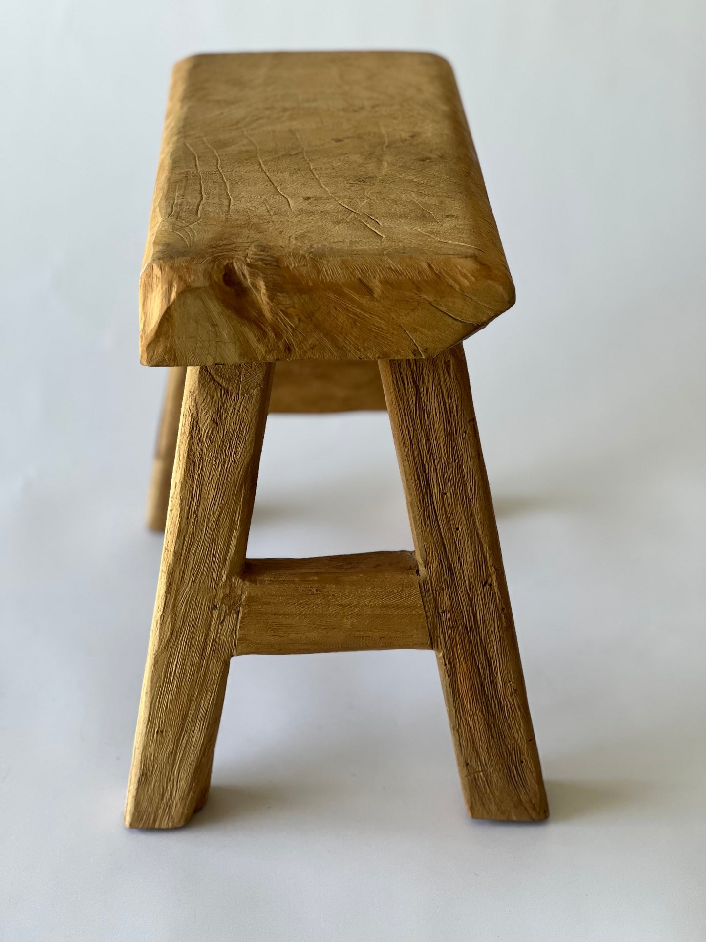 Small Handmade Teak Wood Stool (H29 x L35 x W16cm)