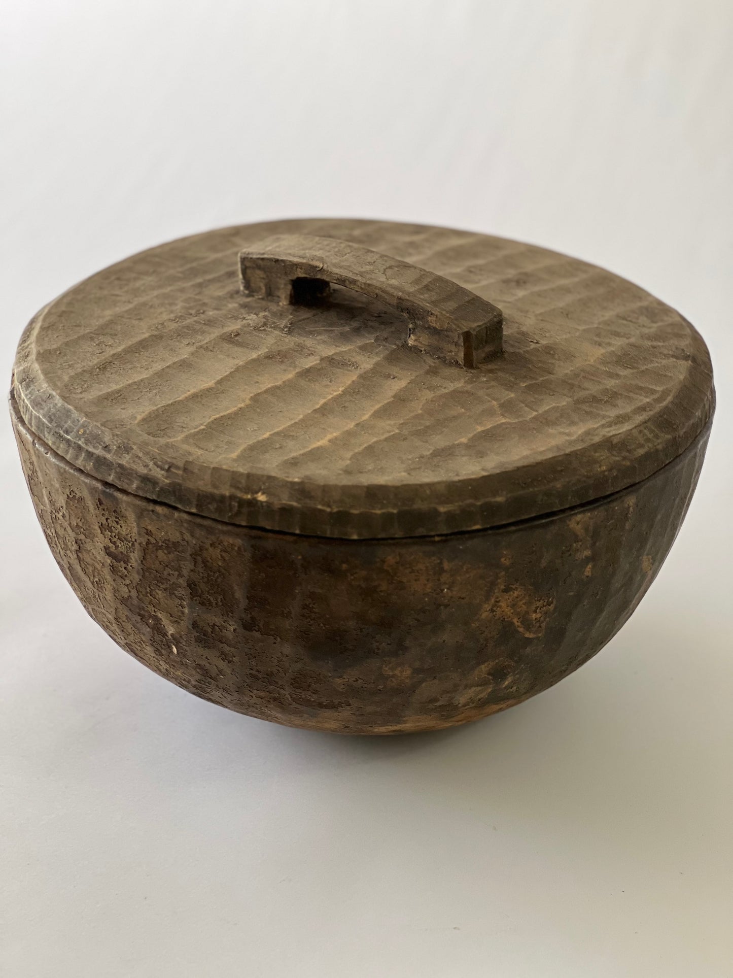 Old Wooden Nepalese Rauter Bowl with Lid