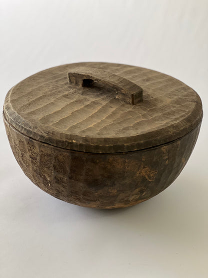 Old Wooden Nepalese Rauter Bowl with Lid