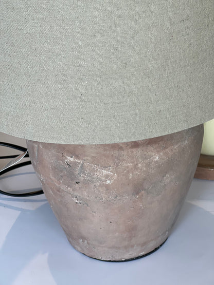 Rustic Brown Table Lamp with Linen Shade