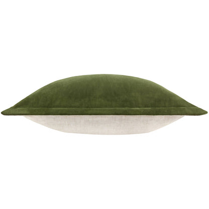 Merton Square Velvet Cushion Olive Oil