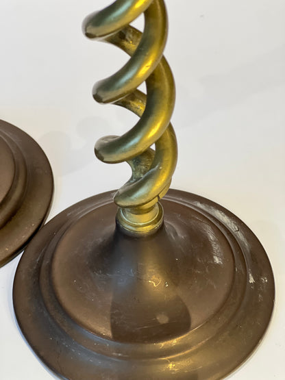 Pair of heavy vintage candleholders