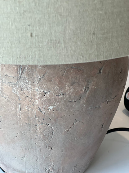 Rustic Brown Table Lamp with Linen Shade