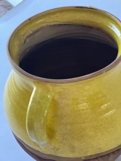 Handmade Hungarian Pottery Jug – Yellow & Natural Finish 26x21cm