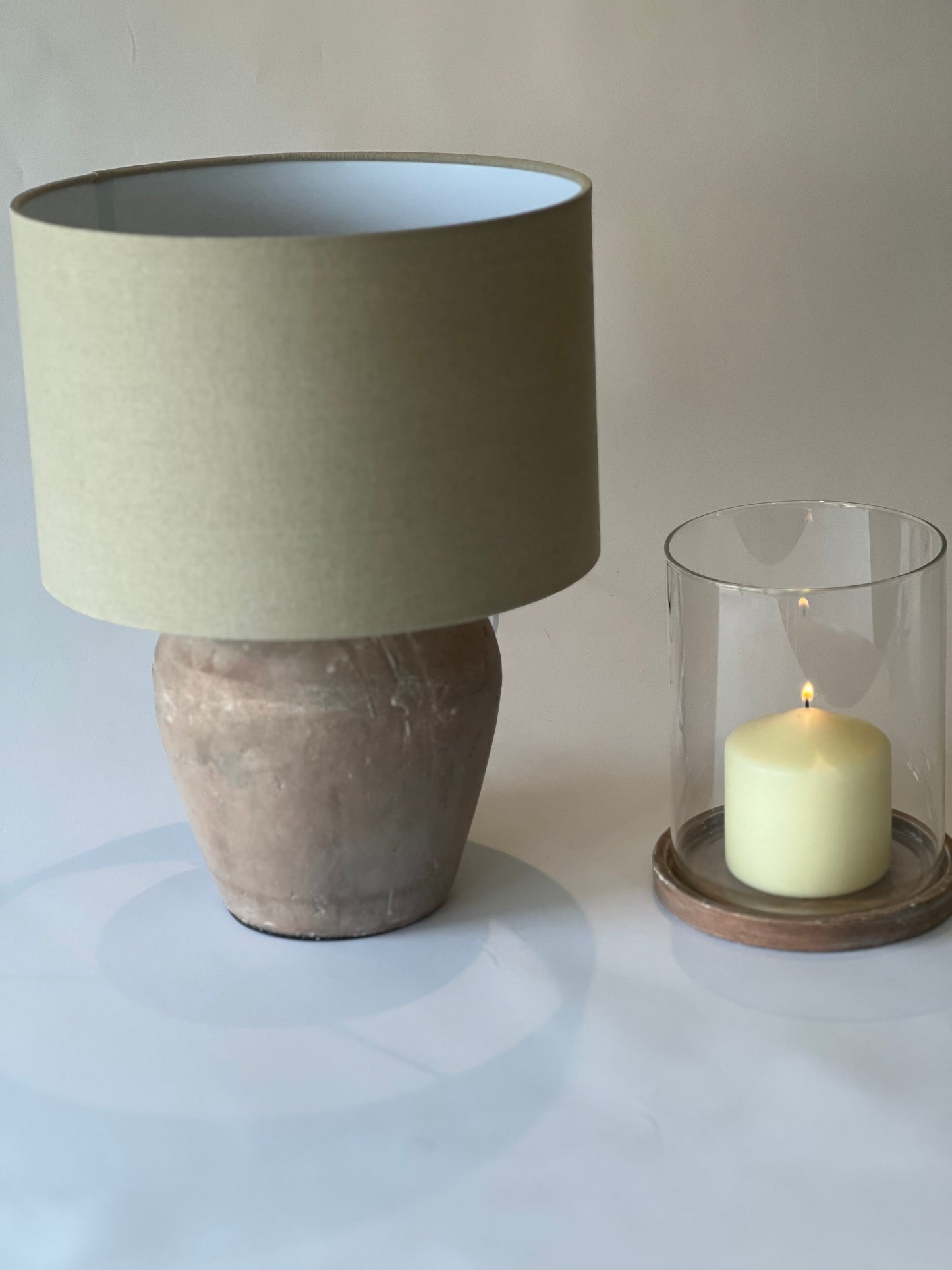 Rustic Brown Table Lamp with Linen Shade