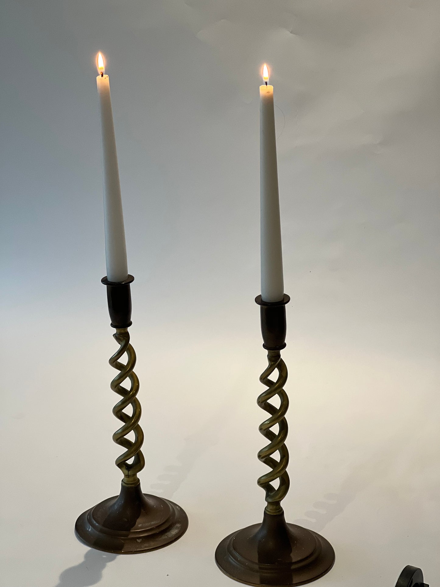 Pair of heavy vintage candleholders
