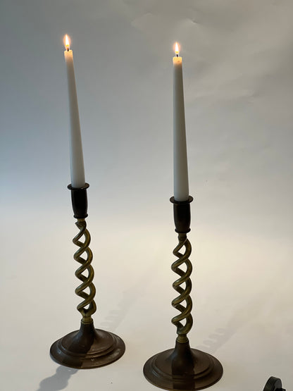 Pair of heavy vintage candleholders
