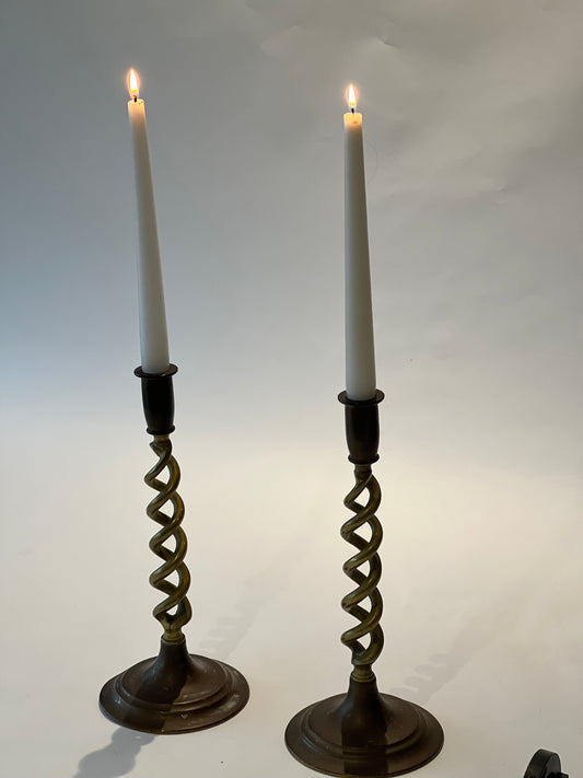Pair of heavy vintage candleholders