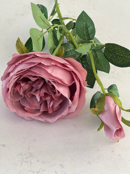 Silk English rose vintage mauve 64cm