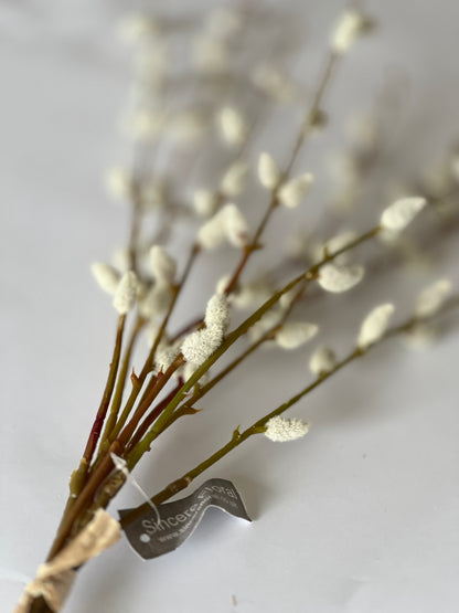Hand tied x 3 faux pussy willow stems
