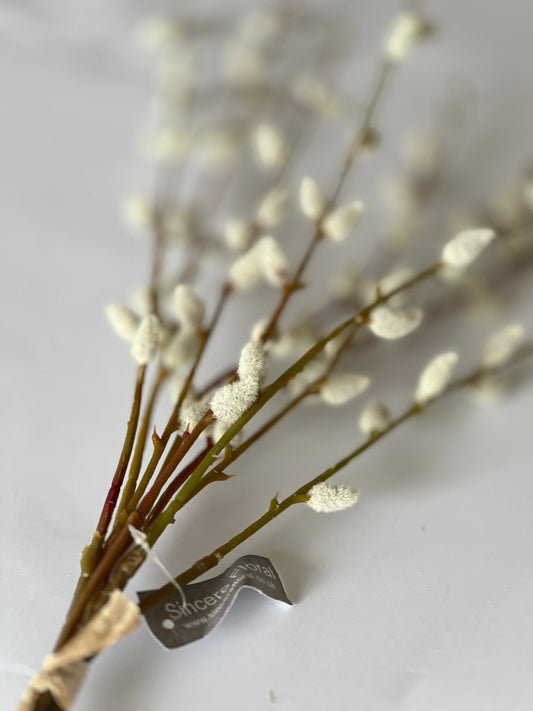 Hand tied x 3 faux pussy willow stems