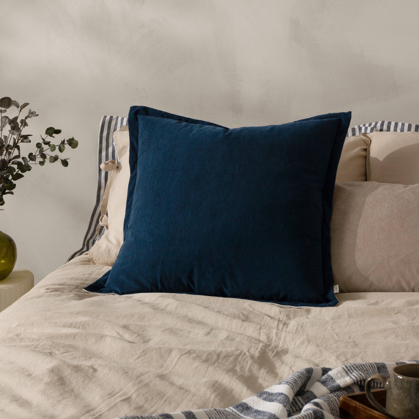 Merton Square Velvet Cushion Indigo