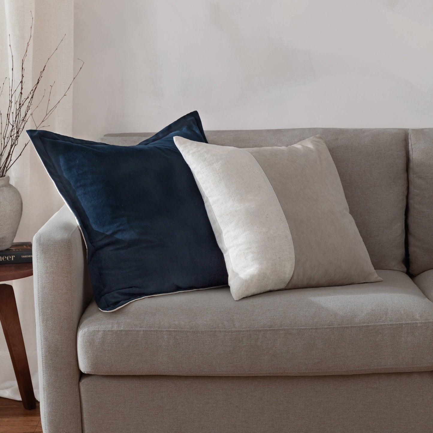 Merton Square Velvet Cushion Indigo