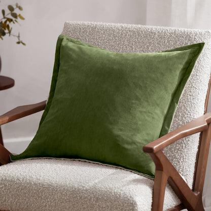 Merton Square Velvet Cushion Olive Oil
