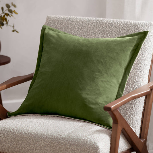 Merton Square Velvet Cushion Olive Oil